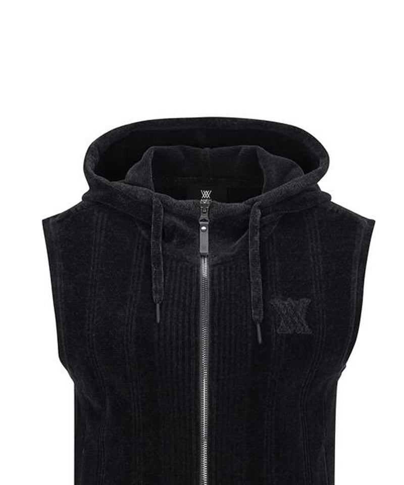 Women's Chenille Knit Hood Vest - Black