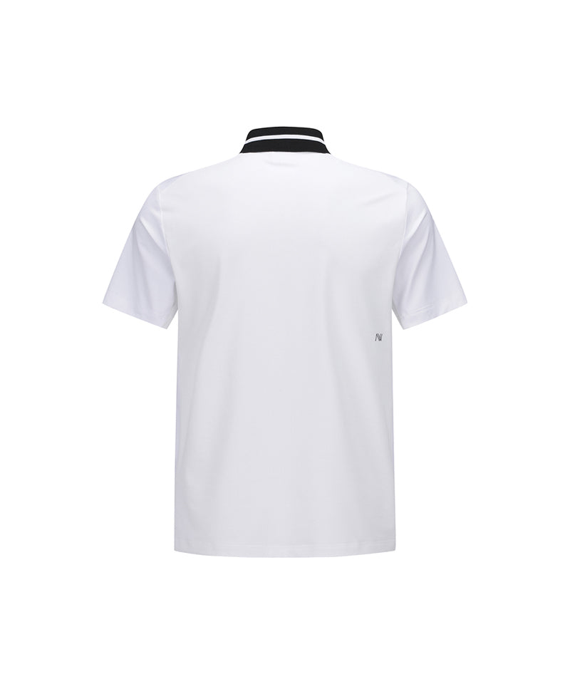 Men's Mesh Block Knit Collar Shot T-Shirt - White