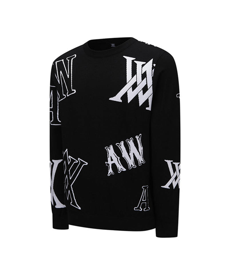 Men's Logo Intarsia Pullover - Black