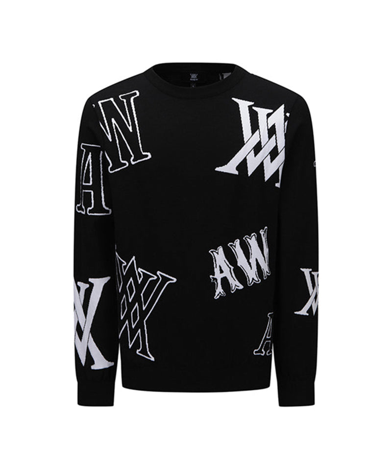 Men's Logo Intarsia Pullover - Black