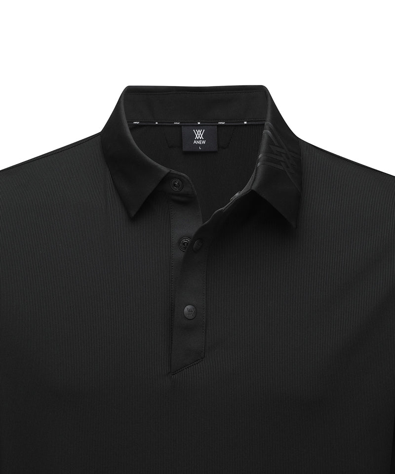 Men's Neck Point Long T-Shirt - Black