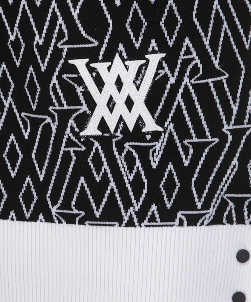 Women's SP Logo Pattern Knit Vest - Black