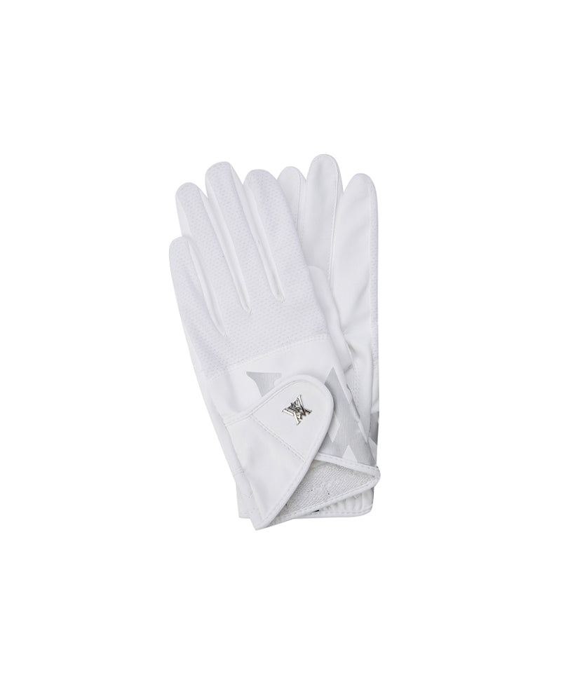 ANEW GOLF Women's Pair Mesh Logo Point Glove - White