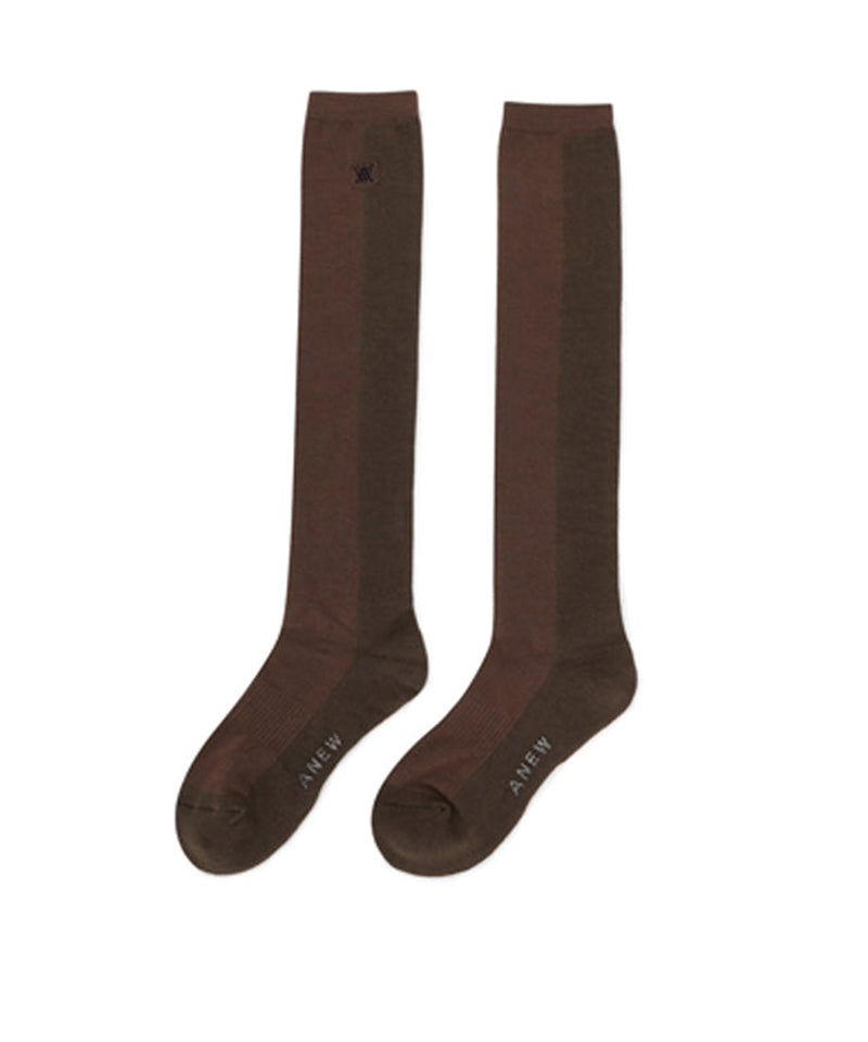 Women's Color Block Over Knee Socks - D/Brown