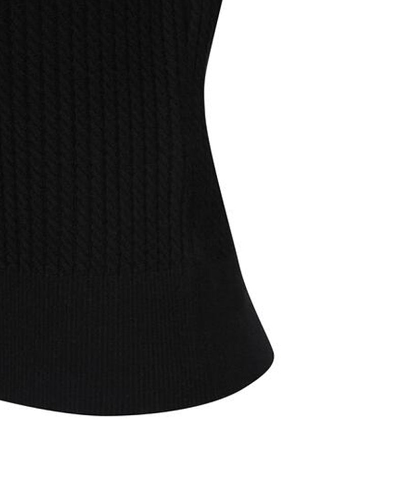 Women's Logo Point Cable Sweater - Black