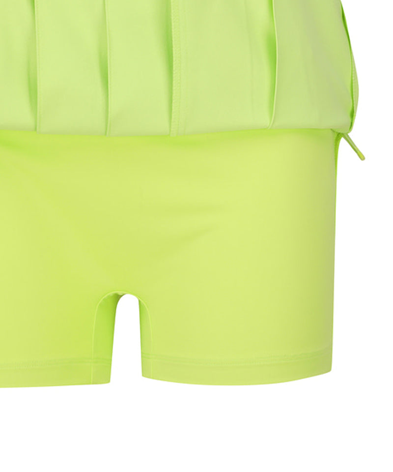 Women's Logo Band Point Pleats Skirt - Lime