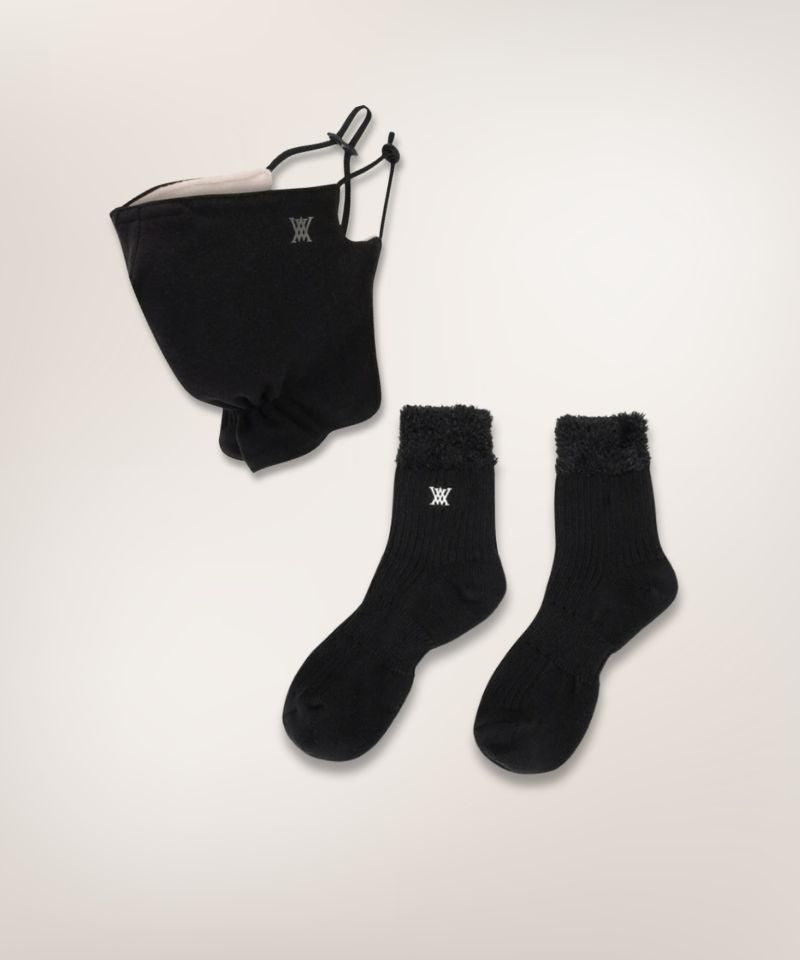 ANEW GOLF Women's Cold Proof Mask & Women Snow Socks - Black SET