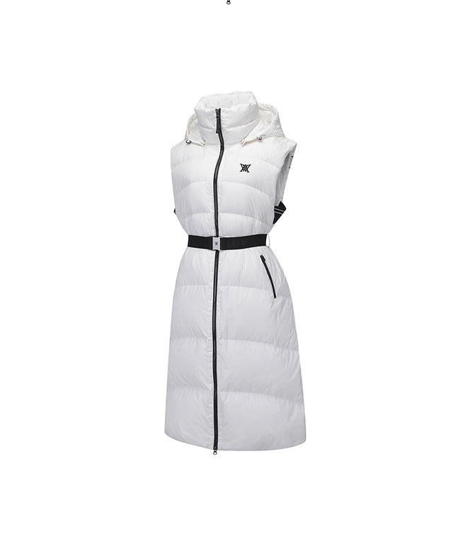 Women's Long Length Down Vest - Ivory