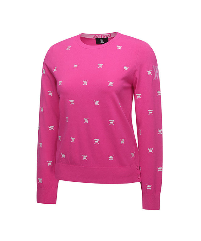 Women's Monogram Logo Point Pullover Sweater - Pink