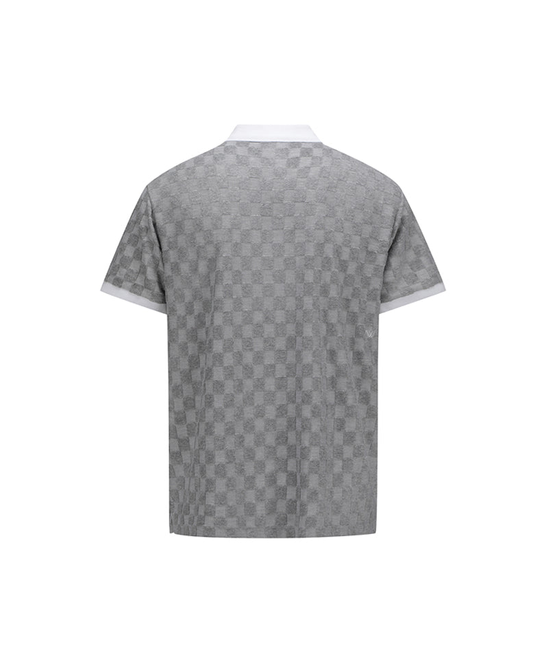 ANEW Golf Men's Terry Check Block Short T-Shirt - Gray