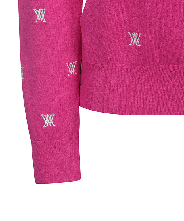 Women's Monogram Logo Point Pullover Sweater - Pink