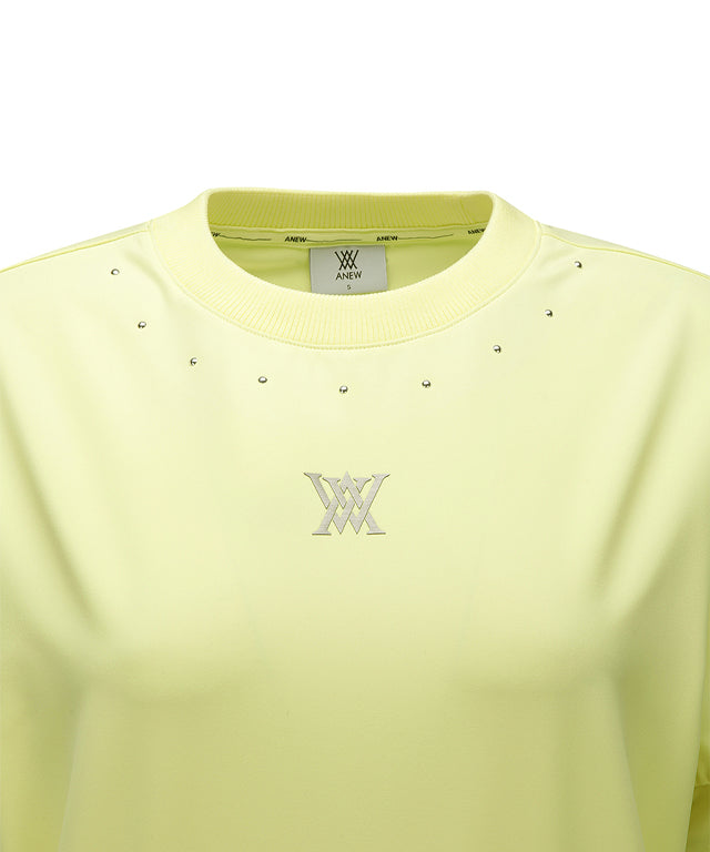 Women's Beads Point Crop Short Sleeve  T-Shirt - Yellow