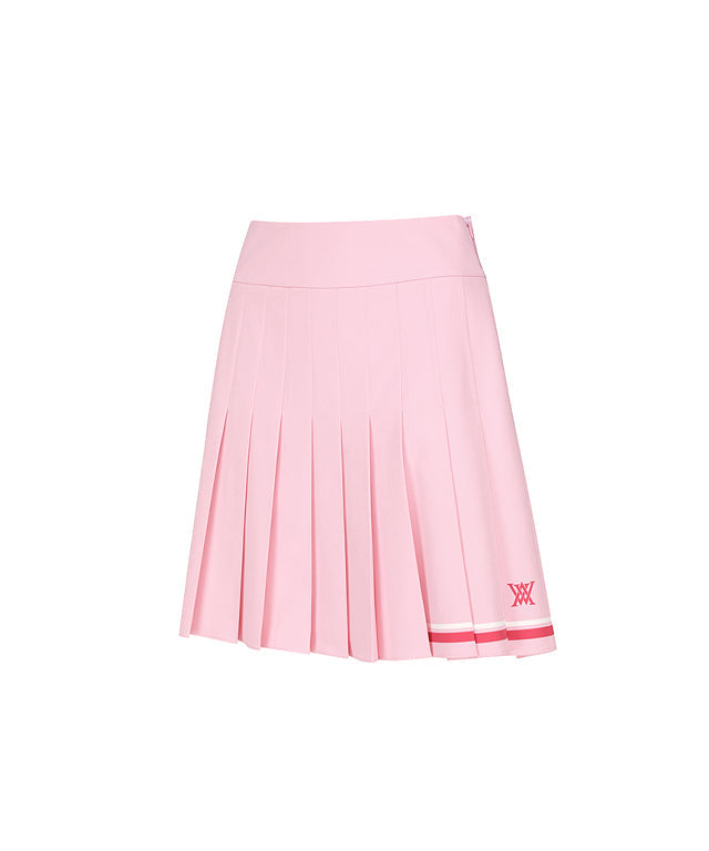 Women's Logo Band Pleats Skirt - Pink