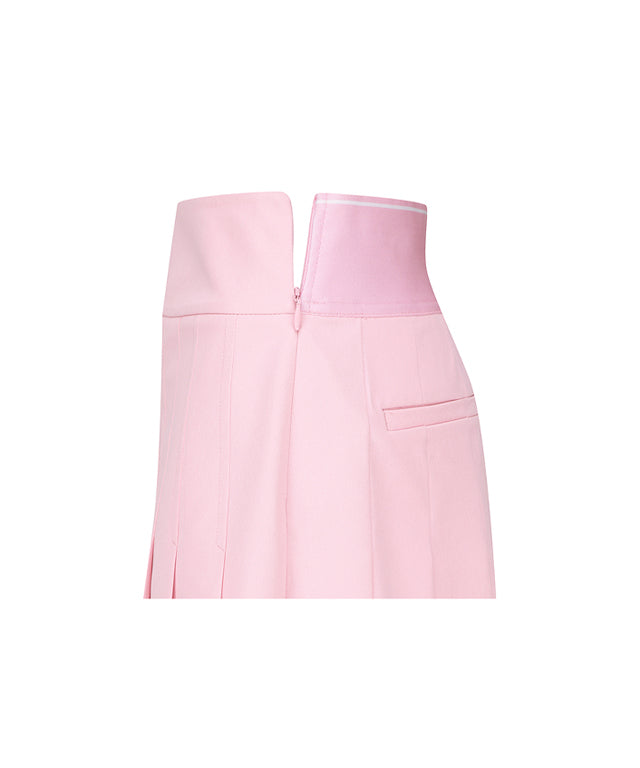 Women's Logo Band Pleats Skirt - Pink
