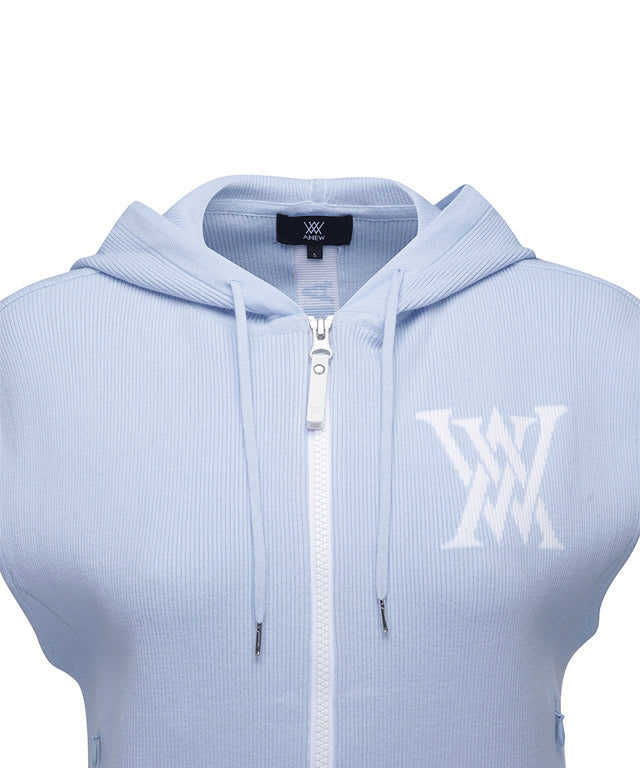 Women's Logo Point Hoodie Vest - Sky Blue