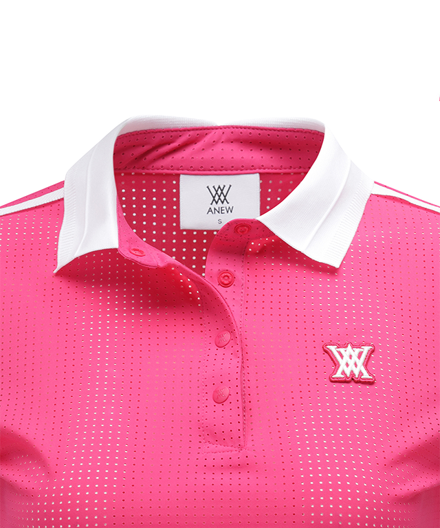 Women's All Ventilation Collar Short T-Shirt - Hot Pink