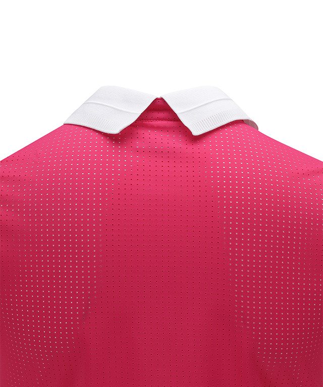 Women's All Ventilation Collar Short T-Shirt - Hot Pink